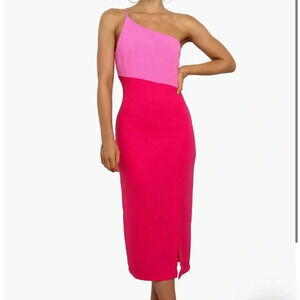 Petal and Pup One Shoulder Midi Dress- Size 0- Pink and red- beautiful, Stylish